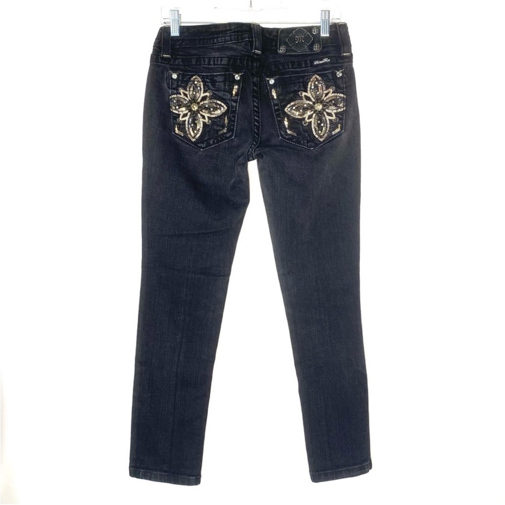 SHOP CLOSING! Miss Me Gold Floral Sequin Embellished Black Jeans